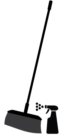 Mop and spray gun icons